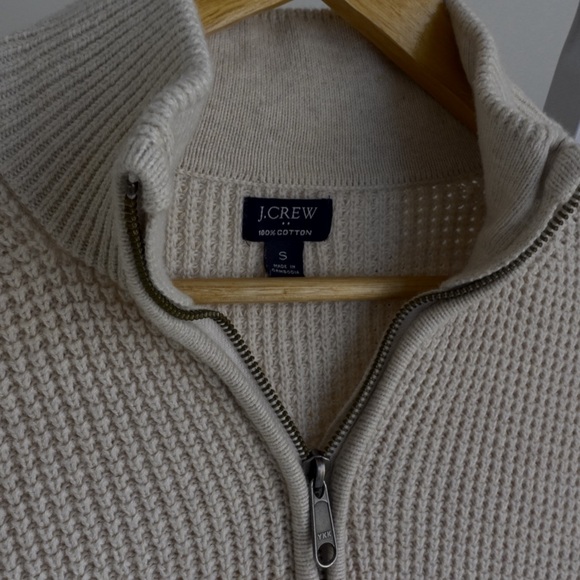 J Crew 100% cotton quarter-zip sweater in cream/ivory. - Picture 3 of 4